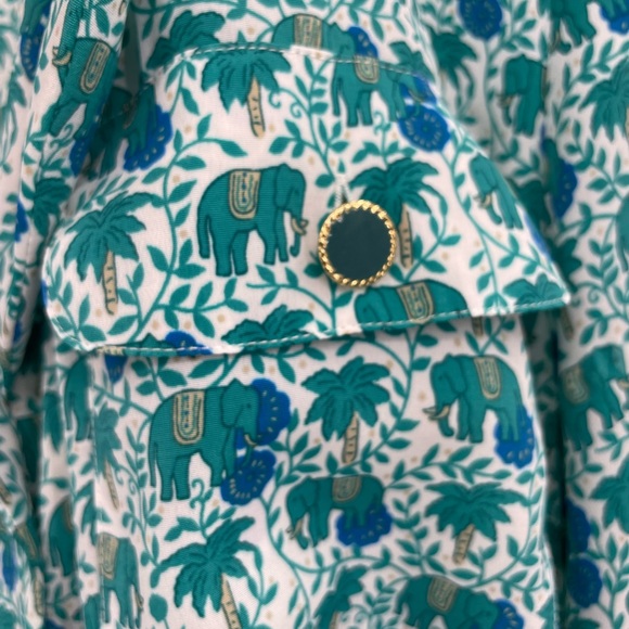 Vintage Schrader Elephant Palm Tree Button Front Short Sleeve Dress Sz 10 - Picture 4 of 8